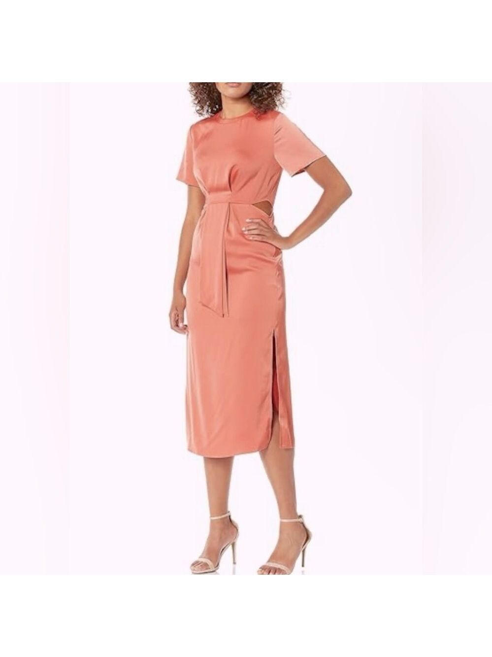 C/MEO Collective Provided Midi Cut Out Tie Dress Small Orange Bloomingdale’s